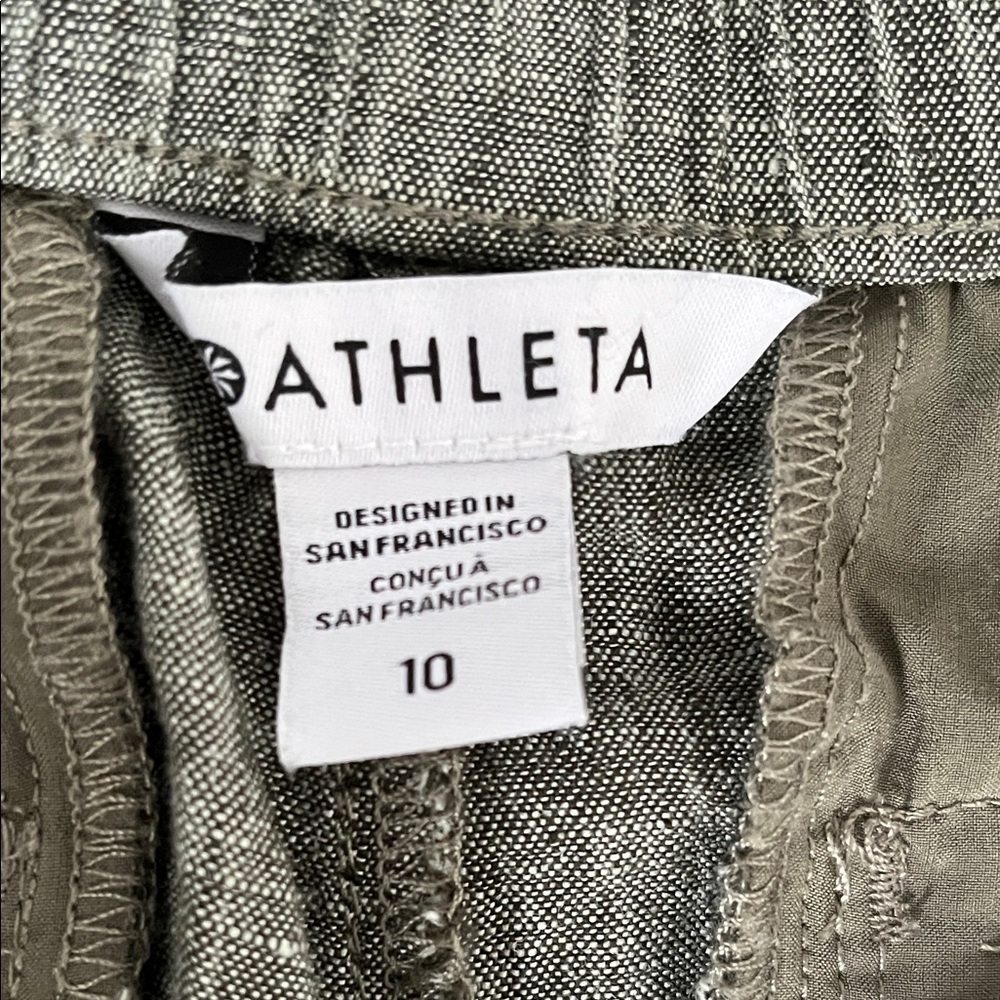 Athleta Voyager Linen Pant in Aspen Olive Green - Size 10 - NWOT - Picture 3 of 11